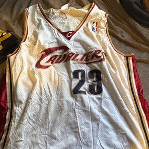 Vintage Reebok lebrons James Cavaliers White and Red Jersey